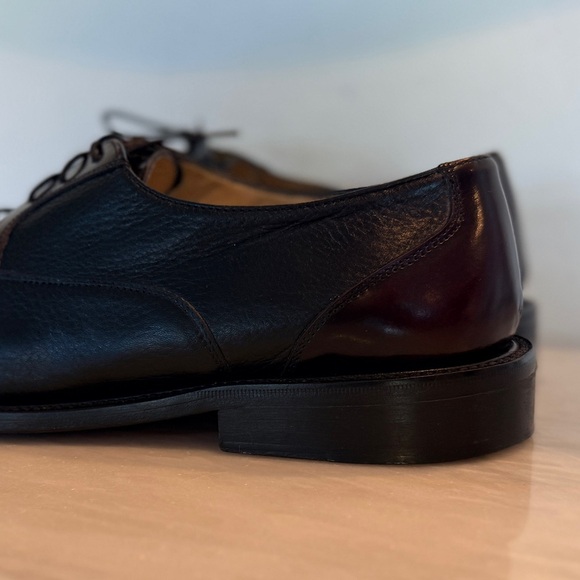 Barcelino Handmade Italian Leather Cap Toe Shoes Burgundy/Black |10M |Vero Cuoio main image 8
